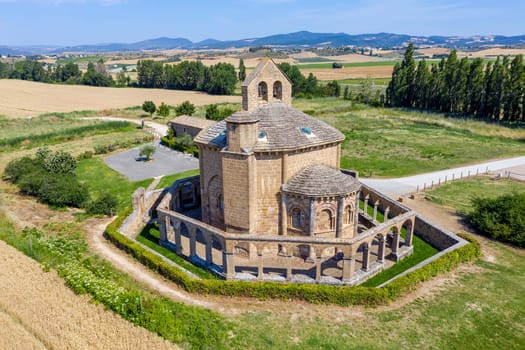 Santa Maria de Eunate is an ancient octagonal templar church on the Road to Santiago Spain