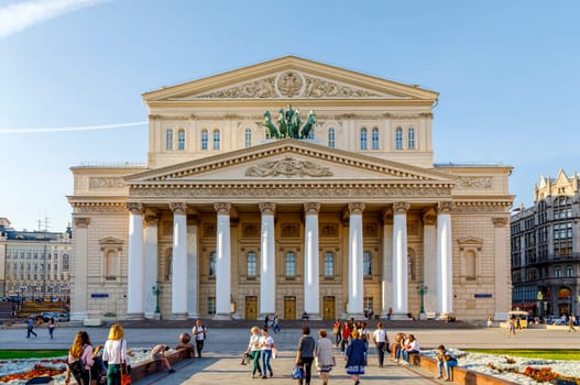 Moscow, Russia - September 15, 2018: Bolshoi Theater on Teatralnaya Square in Moscow, Russia. Famous and Beatiful Russian Ballet and Cultural Landmark Building