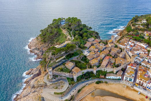 the popular Village of Tossa de Mar at Costa Brava,Catalonia,mediterranean Sea,Spain Panoramic