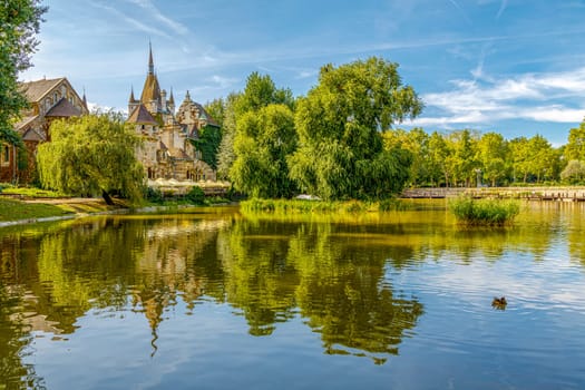 Vajdahunyad Castle in the City Park of Budapest, Hungary, Europe.