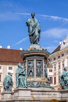 Bronze statue of Francis RomVienna, Austria - September 16, 2019: Bronze statue of Francis Roman emperor in the inner courtyard of the Hofburg palace