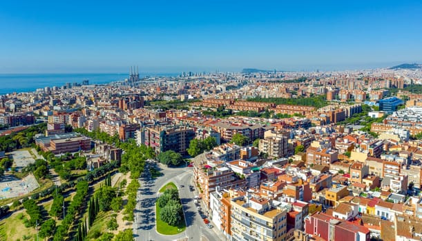 panorama of the city of Barcelona Spain, From the mountain of Badalona
