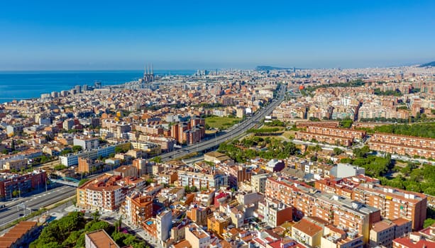 panorama of the city of Barcelona Spain, From the mountain of Badalona