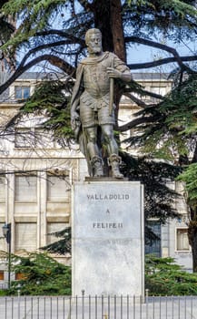 statue of King Philip II in a public square in the city of Valladolid, Spain