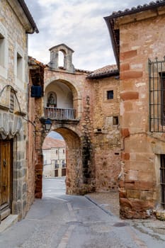 Main portal street in Siguenza province of Guadalajara, Spain