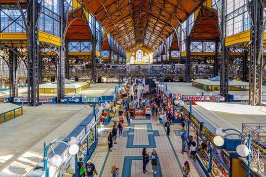 Budapest, Hungary - November 15, 2019: Great Market Hall or Central Market Hall in Budapest, Hungary