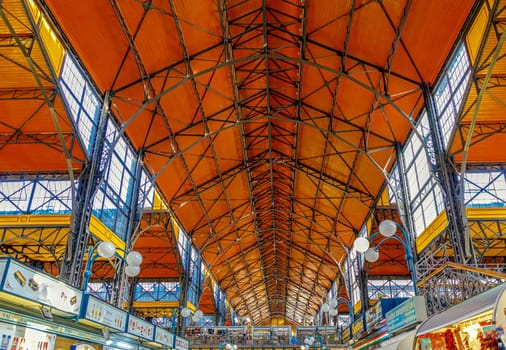 Budapest, Hungary - November 15, 2019: Great Market Hall or Central Market Hall in Budapest, Hungary