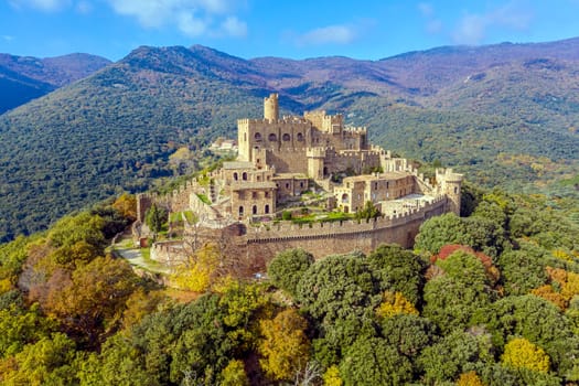 Castle Requesens peak Neulos Albera massif Girona Spain.