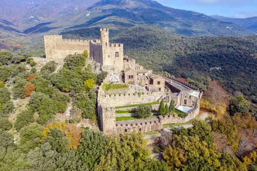 Castle Requesens peak Neulos Albera massif Girona Spain.