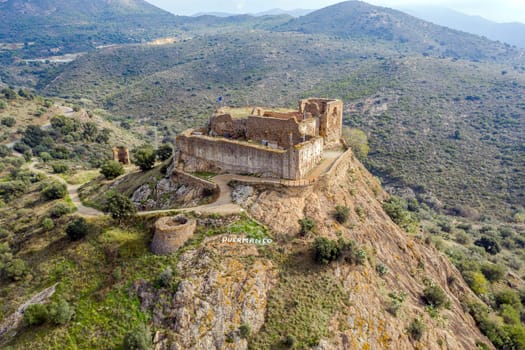 Aerial photo of the Quermanco castle in Vilajuiga, Girona Spain