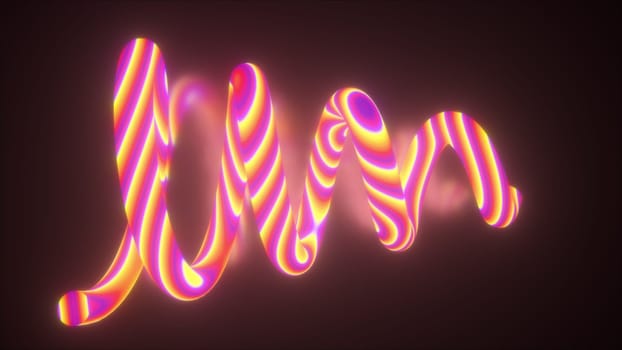 Abstract 3d render wire in wavy curvature. Twisty motion with distorted gradient. Futuristic decorative rope twisting in space. Digital rhythm amplification of frequencies.