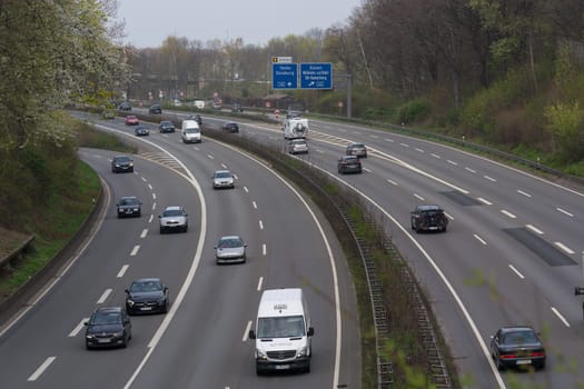 Cars on a german highway in after-work traffic