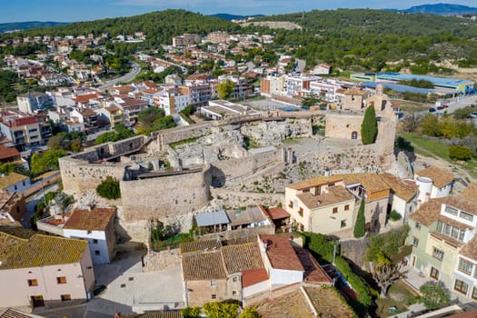 Medieval stone castle of Catalonia on the rock in Spain. Main landmark of Calafell town