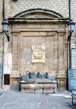 Fountain of the XVII century Cathedral, Siguenza province of Guadalajara Spain