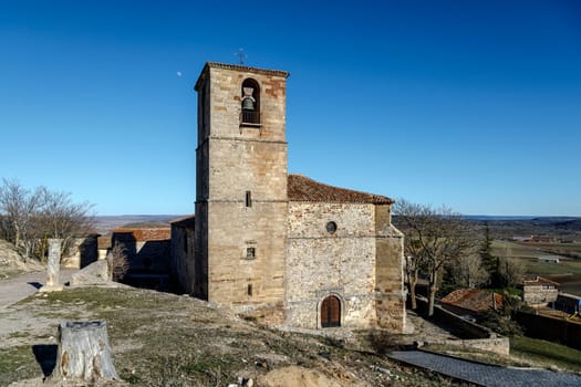 Santisima Trinidad Church and a view over Atienza town, Guadalajara, Spain