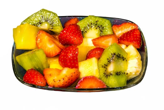 fresh fruit macedonia cut into cubes, Isolated blank background