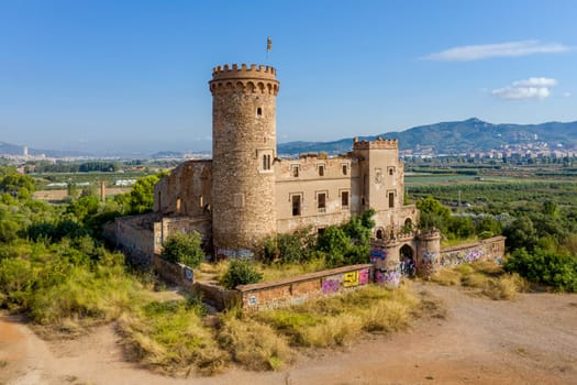 Santa Coloma de Cervello, Spain - August 27, 2020: Medieval castle of Catalonia, constructed in XII century