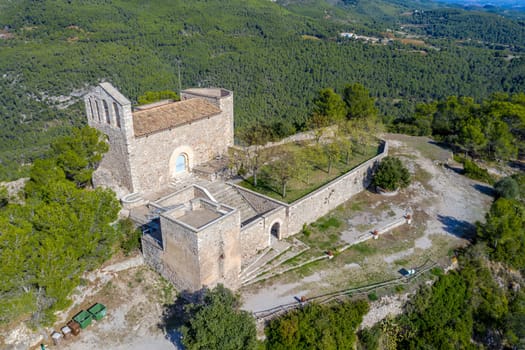 Sanctuary of Santa Maria de Foix in Torrelles, Barcelona Romanesque style with a single nave covered with a barrel vault. Spain