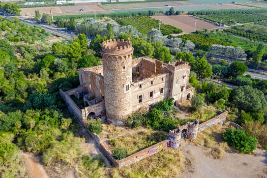 Santa Coloma de Cervello, Spain - August 27, 2020: Medieval castle of Catalonia, constructed in XII century