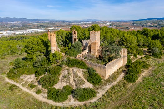 Muga Castle in Lower Penedes, in the municipality of Bellvei. Catalonia Spain