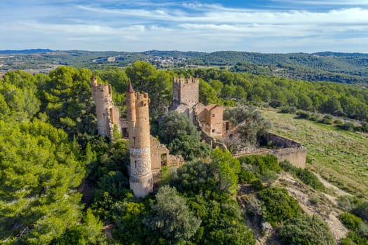 Muga Castle in Lower Penedes, in the municipality of Bellvei. Catalonia Spain