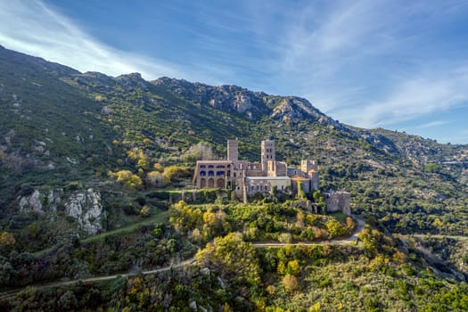 The Romanesque abbey of Sant Pere de Rodes in Cap de Creus Natural park. It is a former Benedictine monastery in the comarca of Alt Emporda, in the North East of Catalonia, Spain.