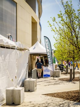 Lexington, Kentucky, April 9, 2021: Entrance to the University of Kentucky vaccination center at Kroger Field Stadium in Lexington, Kentucky