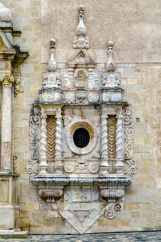 Monastery of Santa Maria de Poblet, Catalonia, Spain door church side details