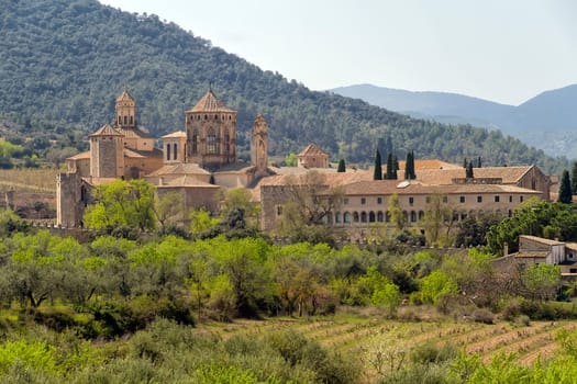 Monastery of Santa Maria de Poblet, Catalonia, Spain overview