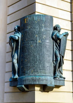Prague, Czech republic - September 12, 2019: Commemorative plaque of the Czechoslovakia revolution of 1918, Prague. Next to the Powder Tower