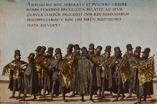 Funeral Procession in Brussels on the Occasion of the Death of Emperor Charles V. Musicians. State Hermitage Museum, St.Petersburg