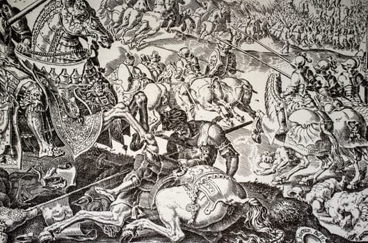 Suleiman the Magnificent Forced to Raise the Seige of Vienna, Plate 5 from The Victories of Emperor Charles V, 1555-1556. Engraved by Dirck Volkertz Coornhert and draw by Maarten van Heemskerck. Cabinet des Estampes, Brussels