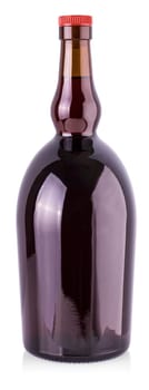 The close up  wine bottle  isolated on white background