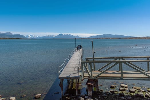 wooden jetty near the port city of Puerto Natales, Chile