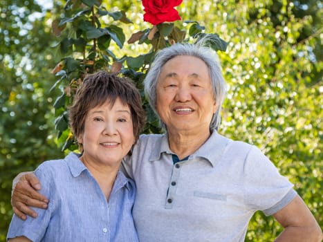 Chinese Senior Adult Couple Outdoors
