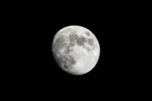 Almost Full Moon Against A Black Sky Shot From Southern California