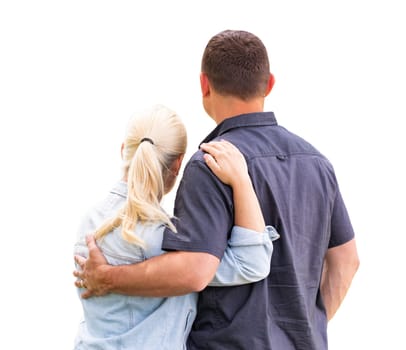 Young Adult Couple Facing Away Isolated On A White Background