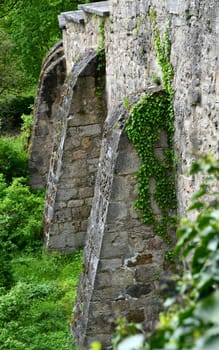 old castle wall in the altenstein castle park