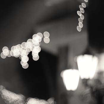Bokeh background.Festive lights in the street.