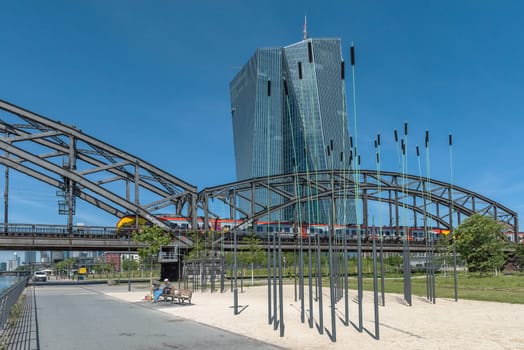 View of the European Central Bank on a sunny day, Frankfurt, Germany