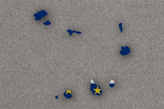 Map and flag of Cape Verde on felt
