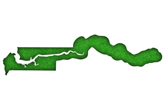 Map of The Gambia on green felt