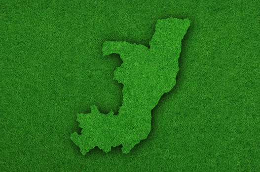Map of Republic of the Congo on green felt
