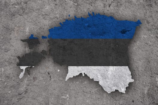 Map and flag of Estonia on weathered concrete