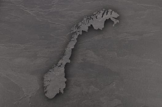 Map of Norway on dark slate
