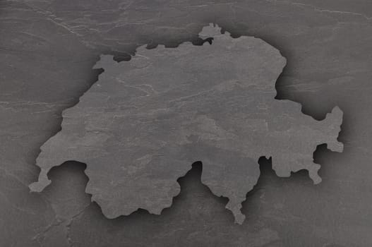 Map of Switzerland on dark slate