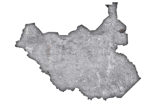 Map of South Sudan on weathered concrete