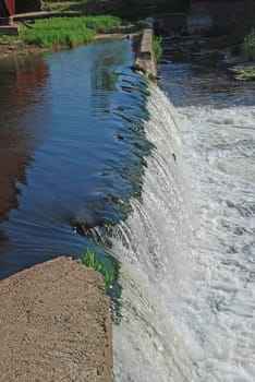 Water Flowing Over a Rural Dam in Bridgeton, Indiana