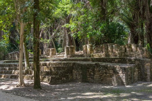 The ruins of the ancient Mayan city of Kohunlich, Quintana Roo, Mexico