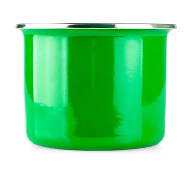 The close up New green pot isolated on white background